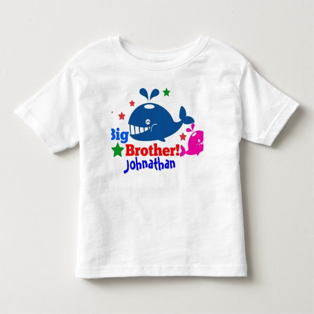 big brother whale tee shirt kids customized (Front)