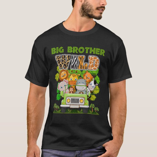 Big Brother Wild Zoo Theme Birthday Truck Safari J T-Shirt (Front)