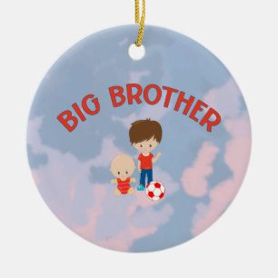 Big Brother with Baby Brother Heart Christmas Tree Ceramic Ornament