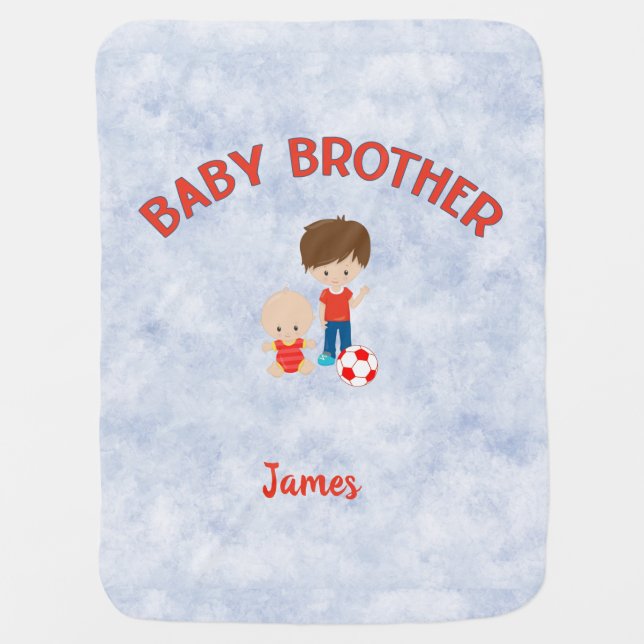 Big Brother with Baby Brother Personalized    Baby Blanket (Front)