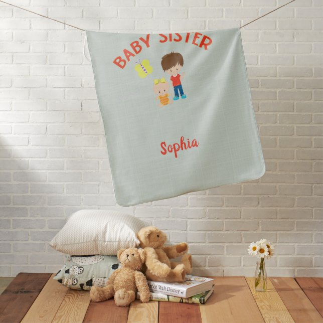 Big Brother with Baby Sister Personalized   Baby Blanket (In Situ)