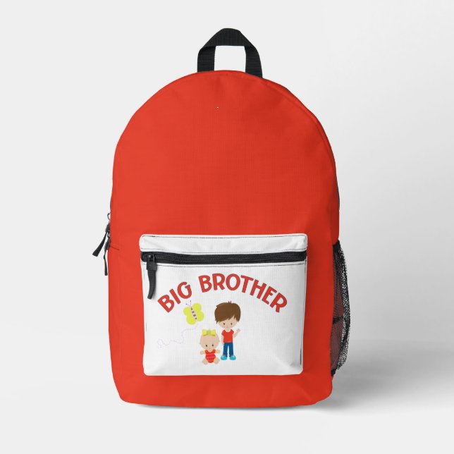 Big Brother with Baby Sister Personalized Name Printed Backpack (Front)