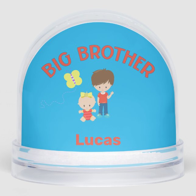 Big Brother with Baby Sister Personalized  Snow Globe (Front)