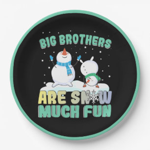 Big Brothers are Snow Much Fun - Holiday Snowman Paper Plates