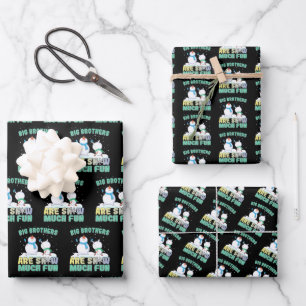 Big Brothers are Snow Much Fun - Holiday Snowman Wrapping Paper Sheets
