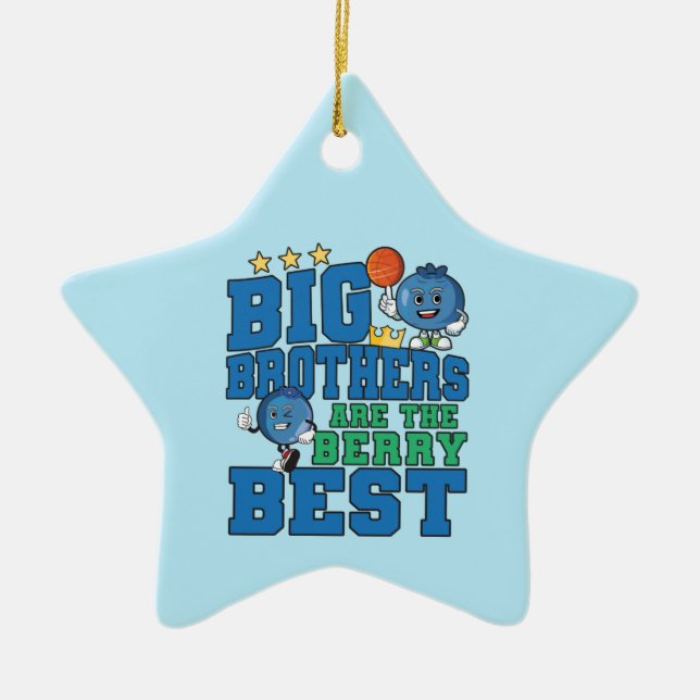 Big Brothers are the Berry Best - Blueberry Pun Ceramic Ornament (Front)