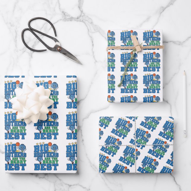 Big Brothers are the Berry Best - Blueberry Pun Wrapping Paper Sheets (Front)