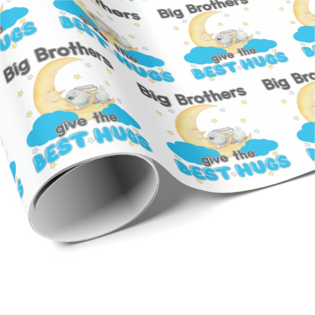 Big Brothers Give the Best Hugs - Bunny Moon Wrapping Paper (Roll Corner)