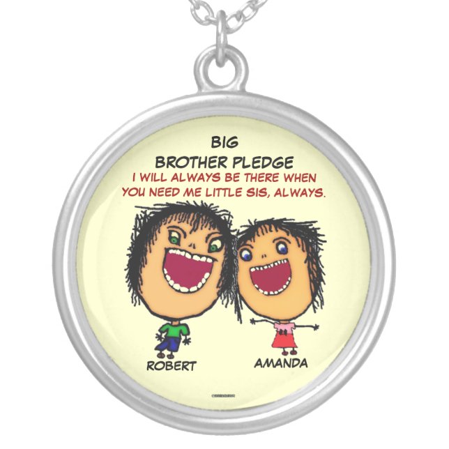 Big Brothers Pledge To Sister Silver Plated Necklace (Front)