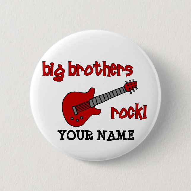Big Brothers Rock! with guitar Button (Front)