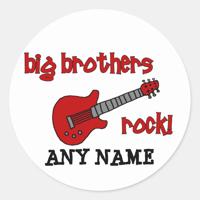 Big Brothers Rock with guitar Round Sticker