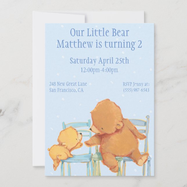 Big Brown Bear and Yellow Bear Birthday Invitation (Front)