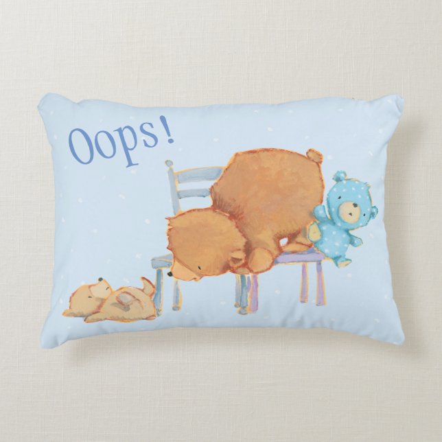 Big Brown Bear, Calico, & Floppy Share Two Chairs Decorative Pillow (Front)
