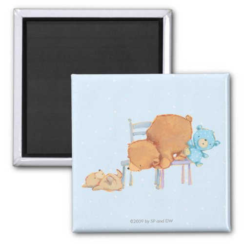 Big Brown Bear Calico  Floppy Share Two Chairs Magnet