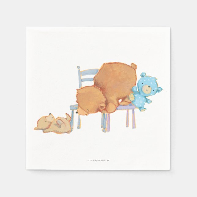 Big Brown Bear, Calico, & Floppy Share Two Chairs Napkins (Front)