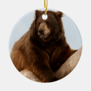 Big Brown Bear Ceramic Ornament