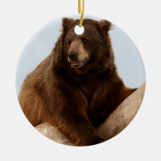 Big Brown Bear Ceramic Ornament (Front)