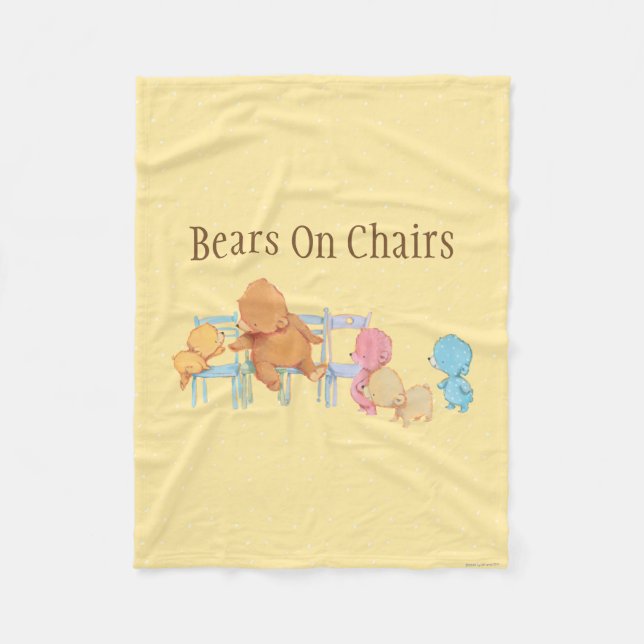 Big Brown Bear & Friends Share Four Chairs Fleece Blanket (Front)