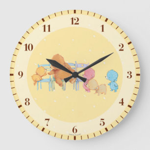 Big Brown Bear & Friends Share Four Chairs Large Clock