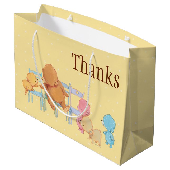 Big Brown Bear & Friends Share Four Chairs Large Gift Bag (Back Angled)