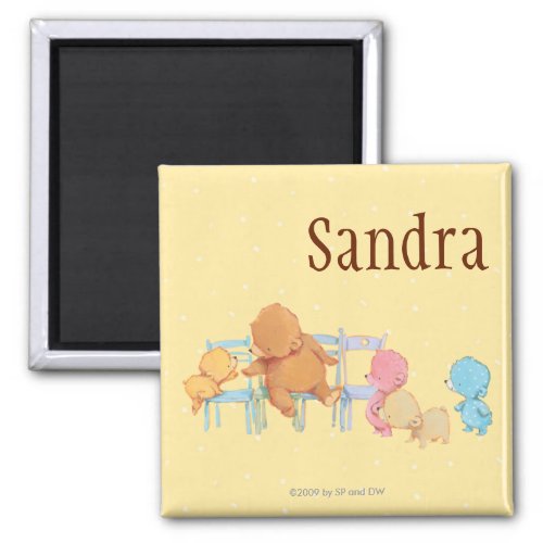 Big Brown Bear  Friends Share Four Chairs Magnet