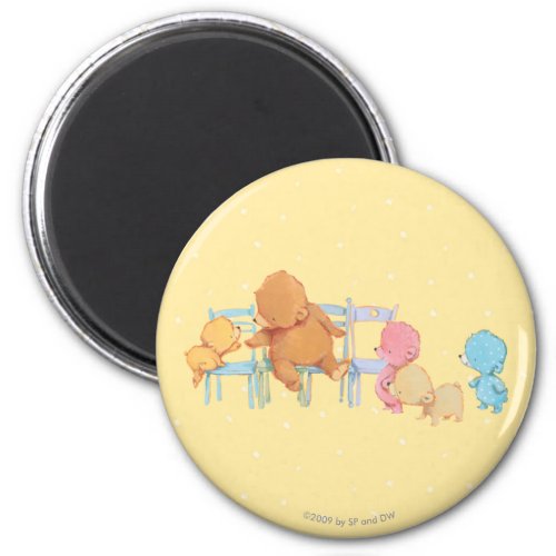 Big Brown Bear  Friends Share Four Chairs Magnet