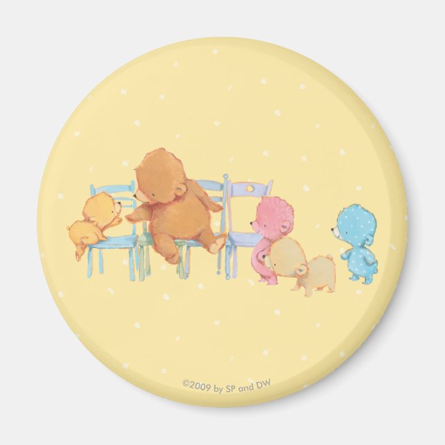 Big Brown Bear & Friends Share Four Chairs Magnet (Front)