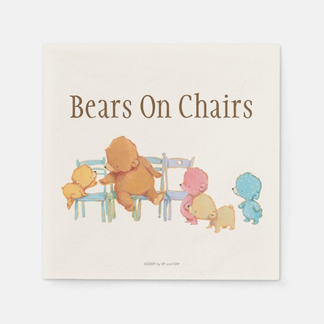 Big Brown Bear & Friends Share Four Chairs Paper Napkins (Front)