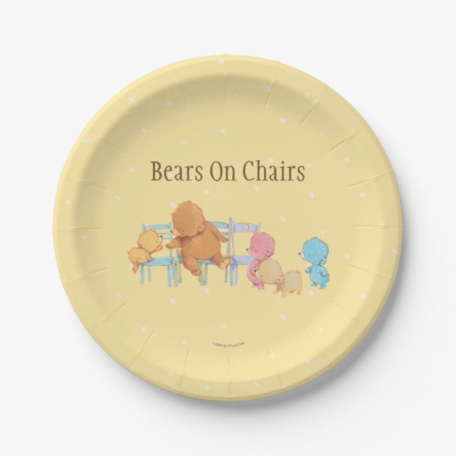 Big Brown Bear & Friends Share Four Chairs Paper Plates (Front)
