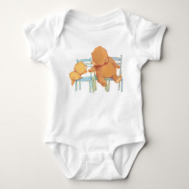 Big Brown Bear Helps Little Yellow Bear Baby Bodysuit (Front)