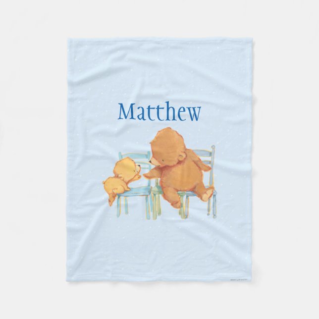 Big Brown Bear Helps Little Yellow Bear Fleece Blanket (Front)