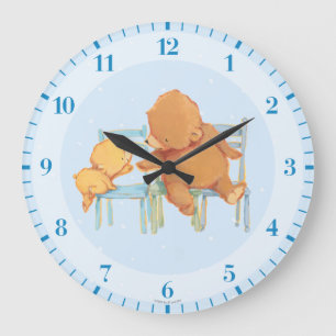 Big Brown Bear Helps Little Yellow Bear Large Clock