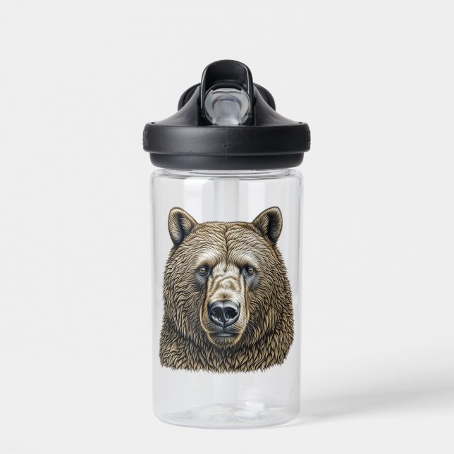 Big Brown Bear Personalized Water Bottle (Front)