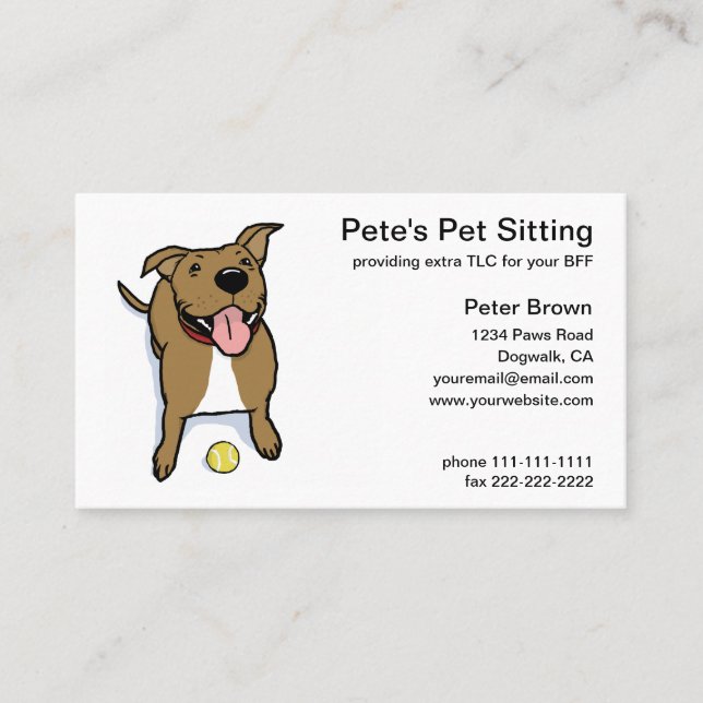 Big Brown Dog Pet Sitting Business Card (Front)