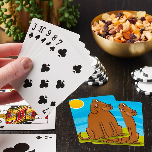 Big Brown Dog Playing Cards