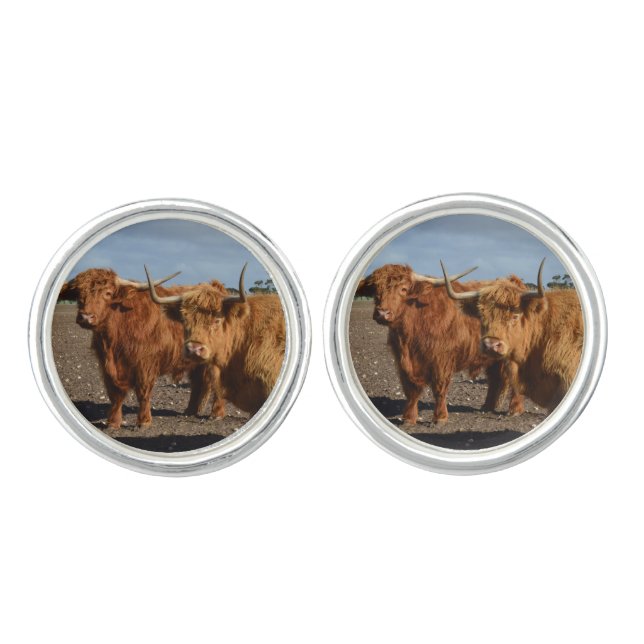 Big Brown Highland Cow, Cufflinks (Front)