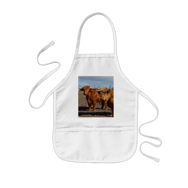 Big Brown Highland Cows, Kids' Apron (Front)