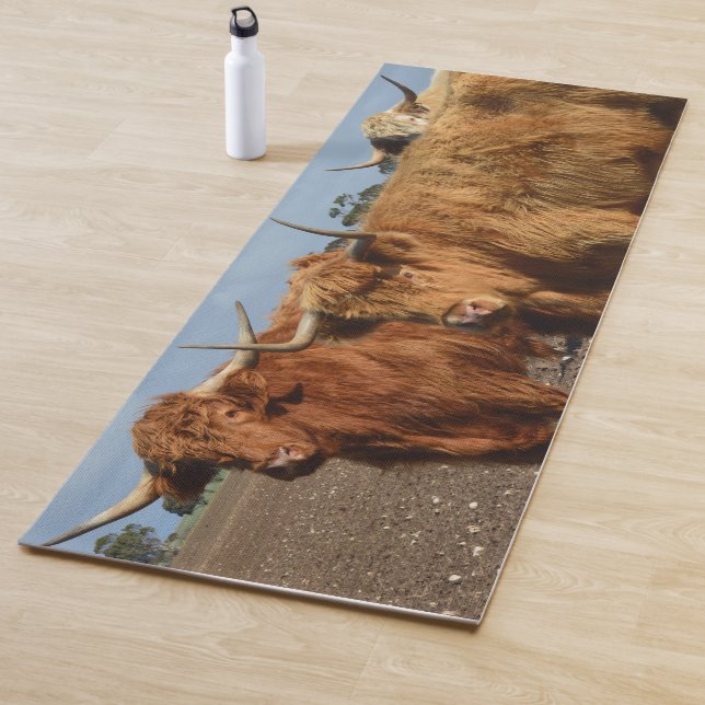 Big Brown Highland Cows, Yoga Mat, Yoga Mat (In Situ)
