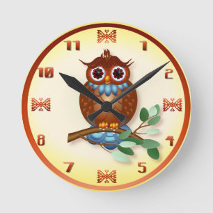Big Brown Owl Wall Clock