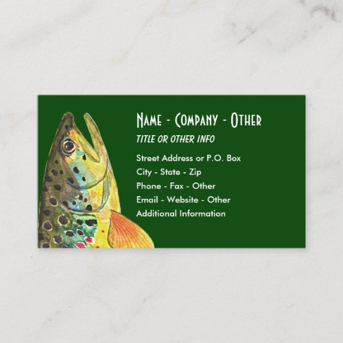 Big Brown Trout Fly Fishermans Business Card