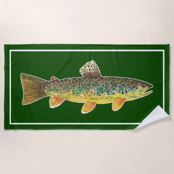 Big Brown Trout Fly Fishing Ichthyology Cool Beac Beach Towel by TroutWhiskers at Zazzle