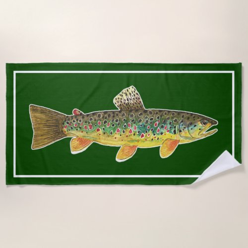  Big Brown Trout Fly Fishing Ichthyology Cool Beac Beach Towel