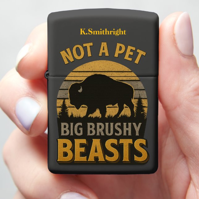 Big Brushy Frontier Flame Zippo Lighter (In Hand)