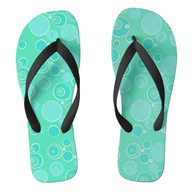 Big Bubblegum Bubbles Everywhere Teal Thank You Flip Flops (Footbed)