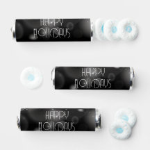 Big Bubbles Bokeh Black Happy Holidays