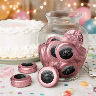 Big Bubbles Bokeh Black Happy Holidays Dipped Oreo Cookie Favors