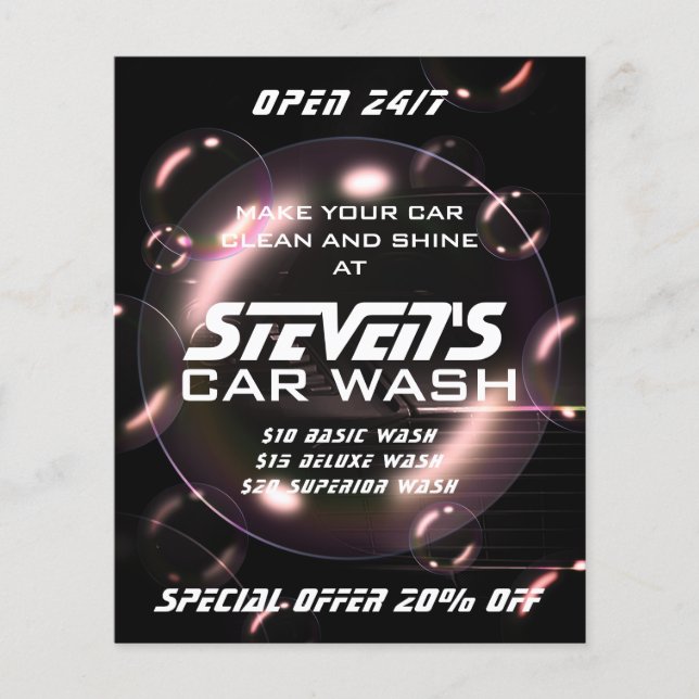 Big bubbles car wash  flyer (Front)