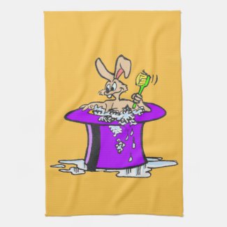 Big Bubbling Bunny Kitchen Towel Customizable