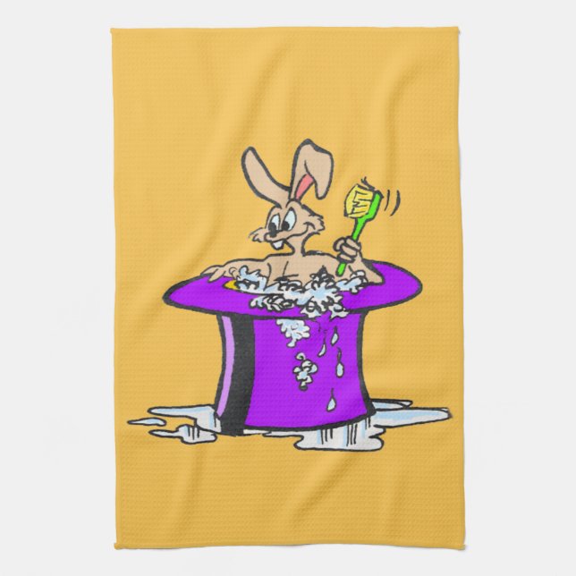 Big Bubbling Bunny Kitchen Towel Customizable (Vertical)