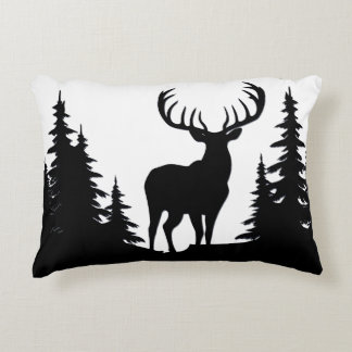 Big Buck Among Pine Tree Vector  Accent Pillow